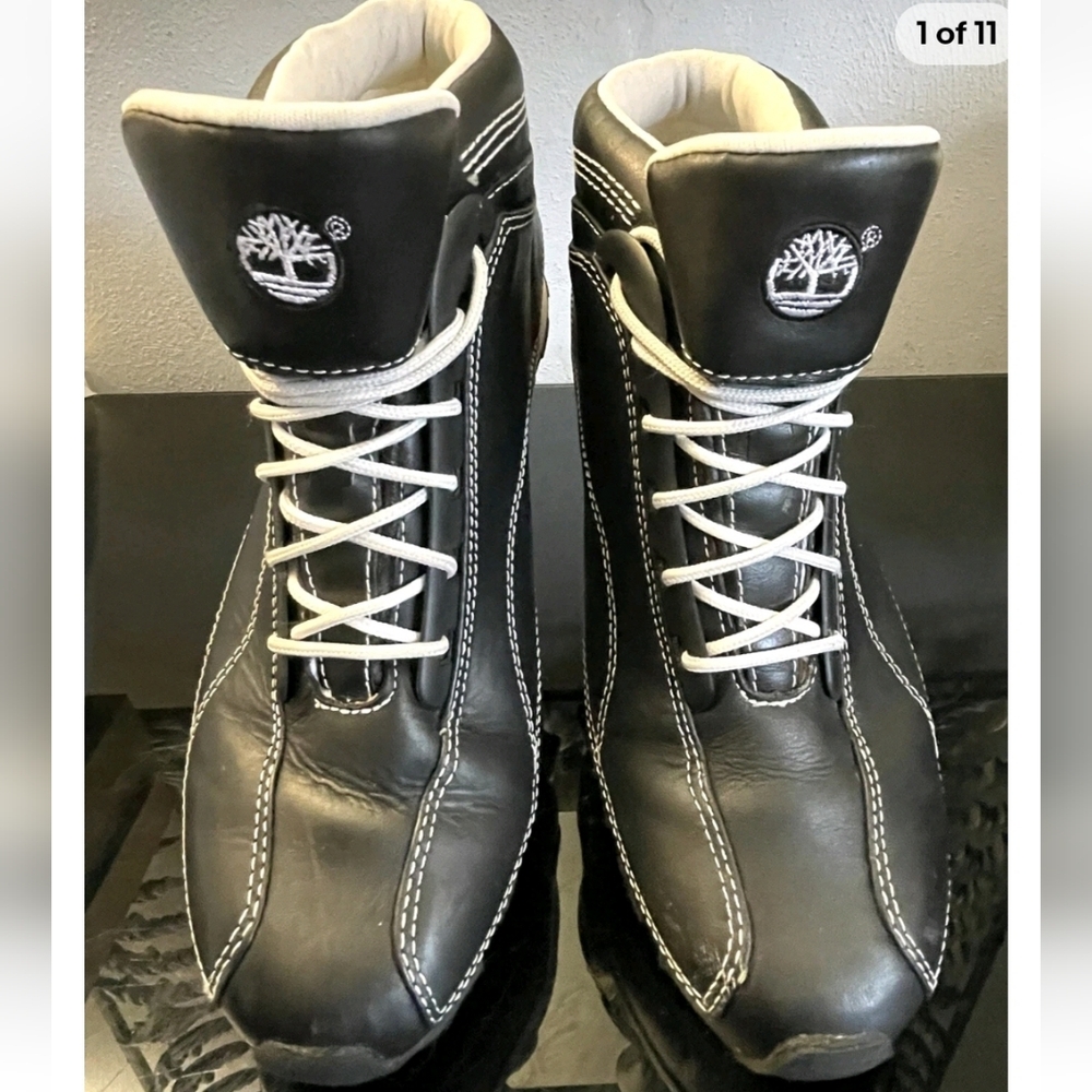 Timberland Metro Dub Black Leather Ankle Waterproof Blk/Wth Sz 7